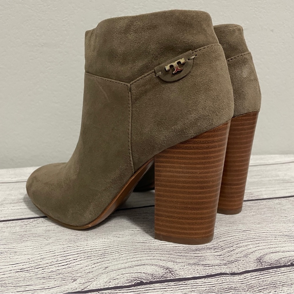 Tory Burch Fulton Booties Boot Ankle Suede Leather Stacked Block Heel Womens 6.5 - Picture 4 of 14